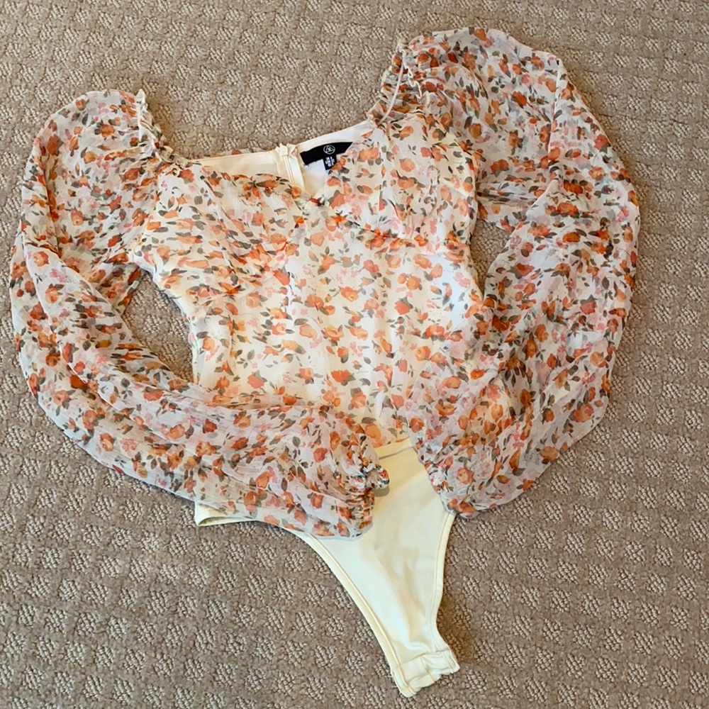 Misguided Floral Mesh Bodysuit